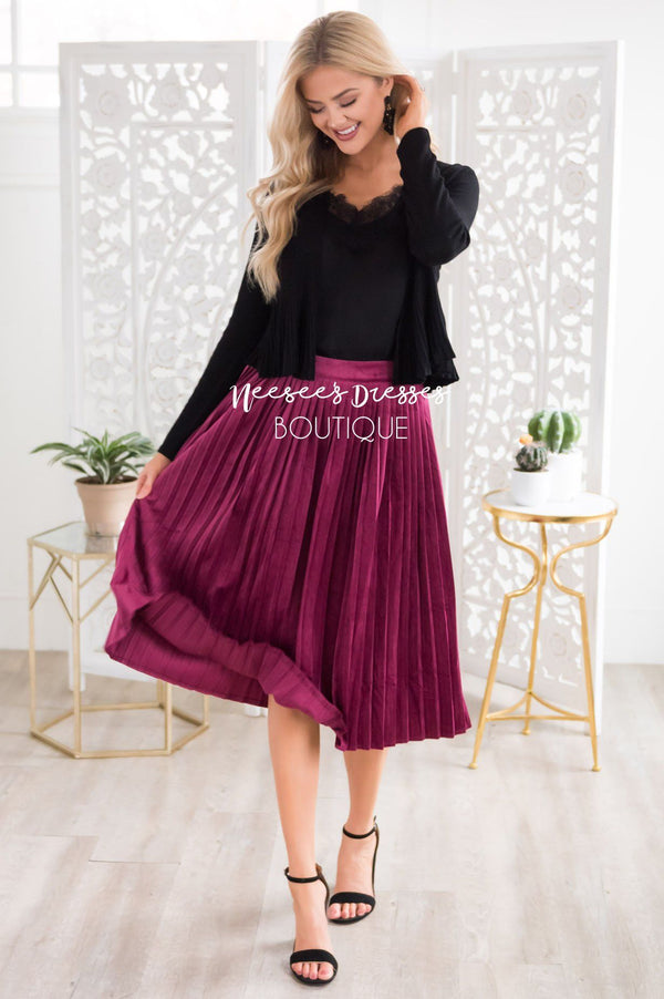 Velvet Plum Pleated Skirt| Best and Affordable Modest Boutique | Cute ...