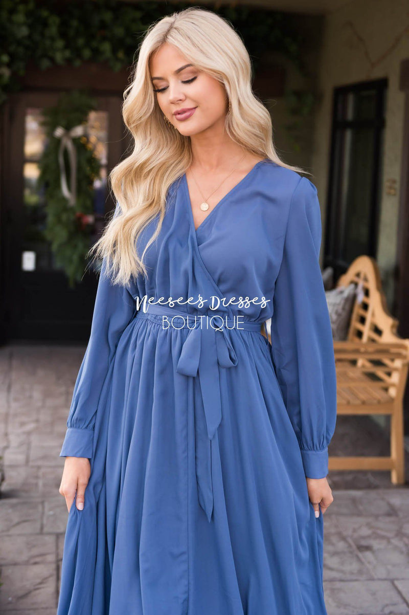 Deep Cornflower Blue Maxi Modest Church Dress | Best and Affordable ...