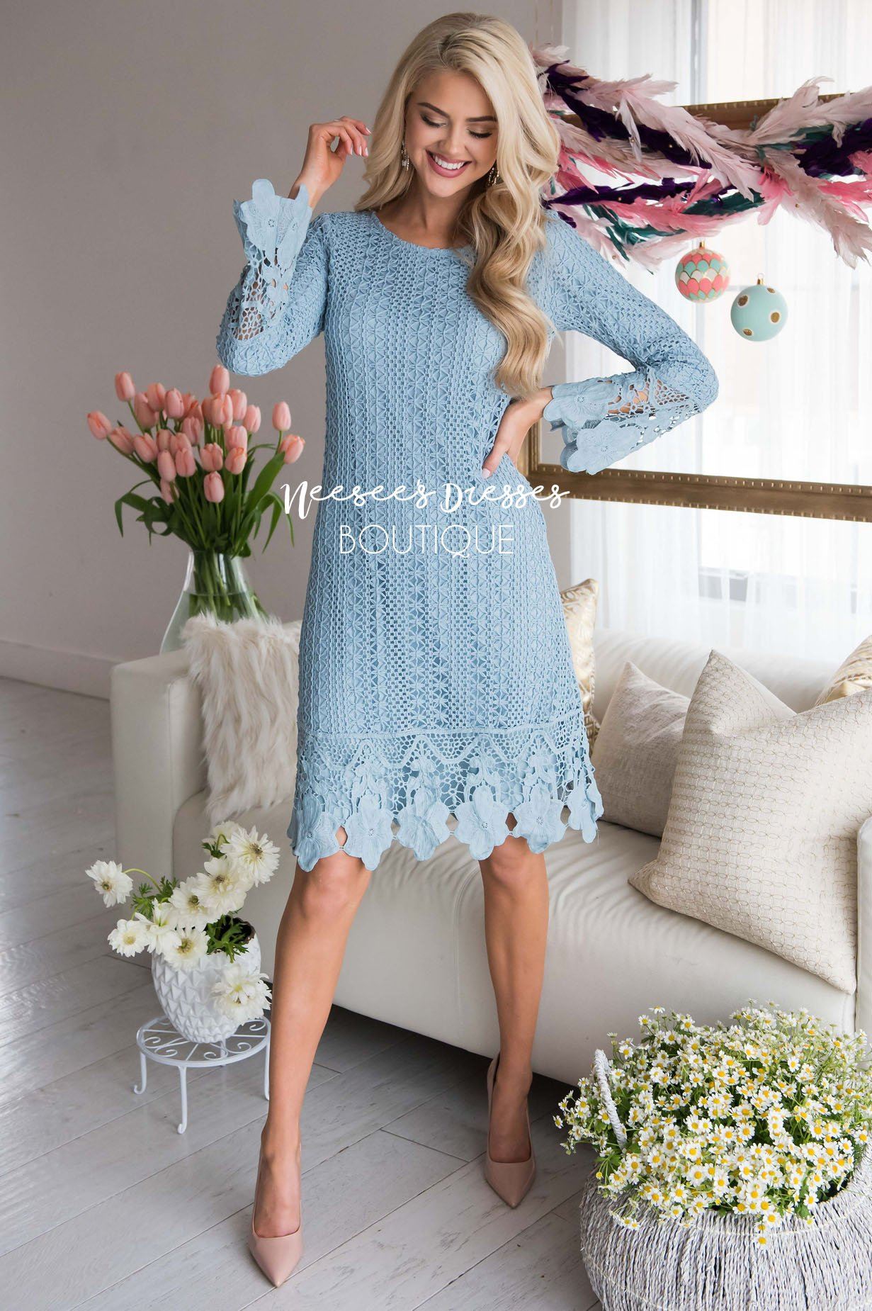 Light Blue Dress Modest Online Sales ...