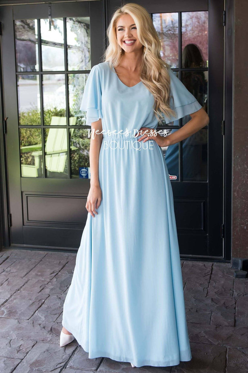 blue chiffon maxi