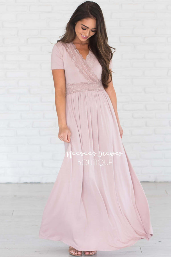 Dusty Rose Lace Wrap Mommy and Me Modest Maxi Dress | Best and ...