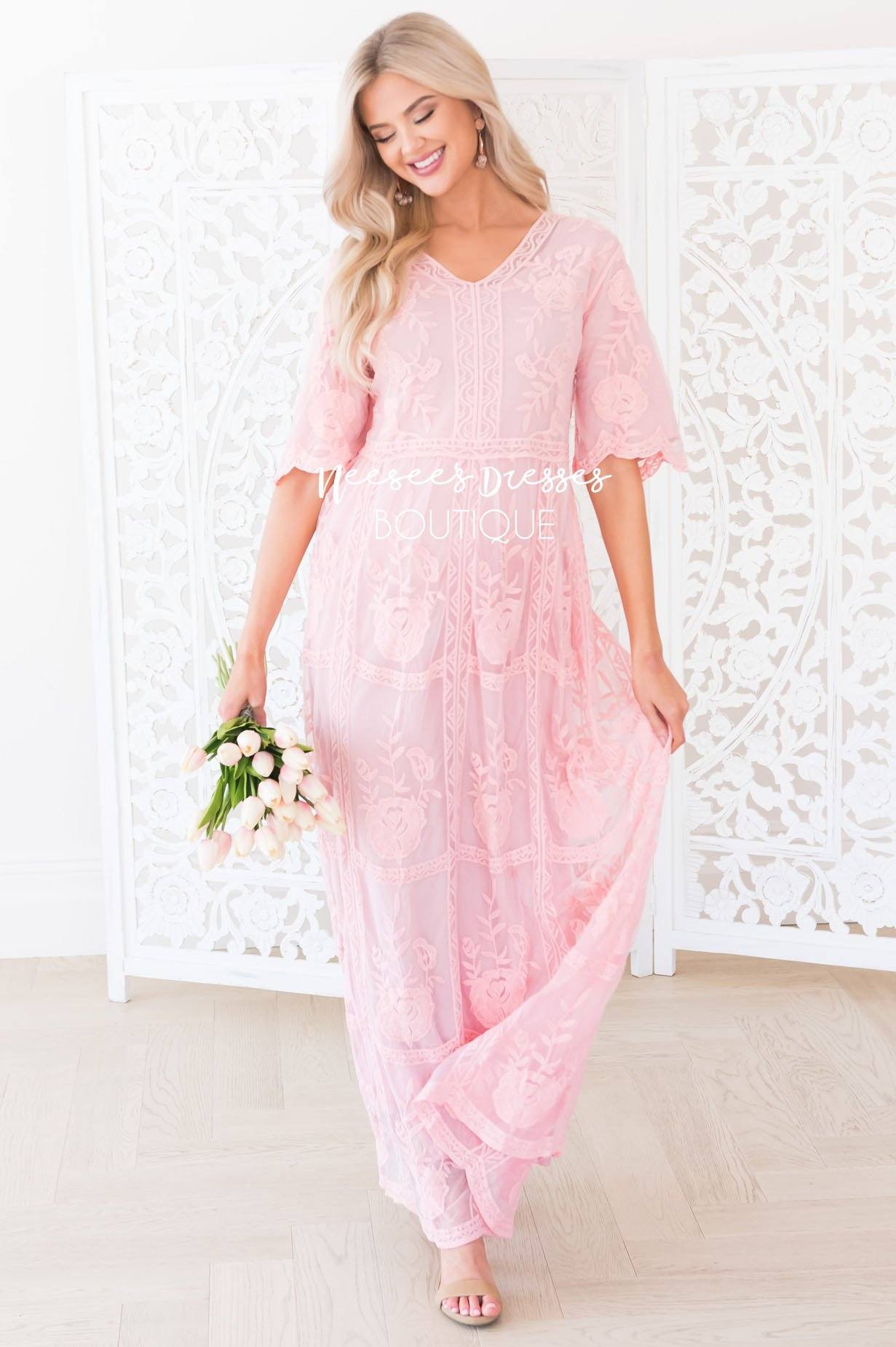 pink boho maxi dress