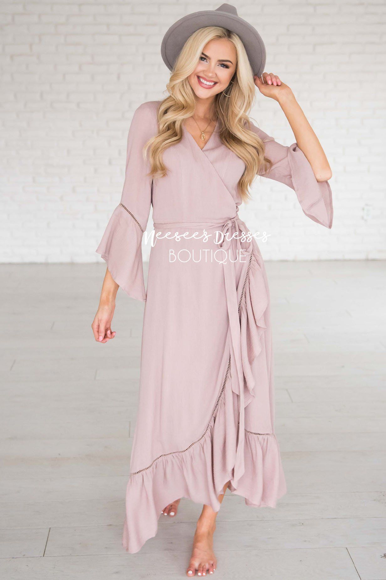 Dusty Pink Wrap Dress Online Hotsell, UP TO 65% OFF |  www.turismevallgorguina.com