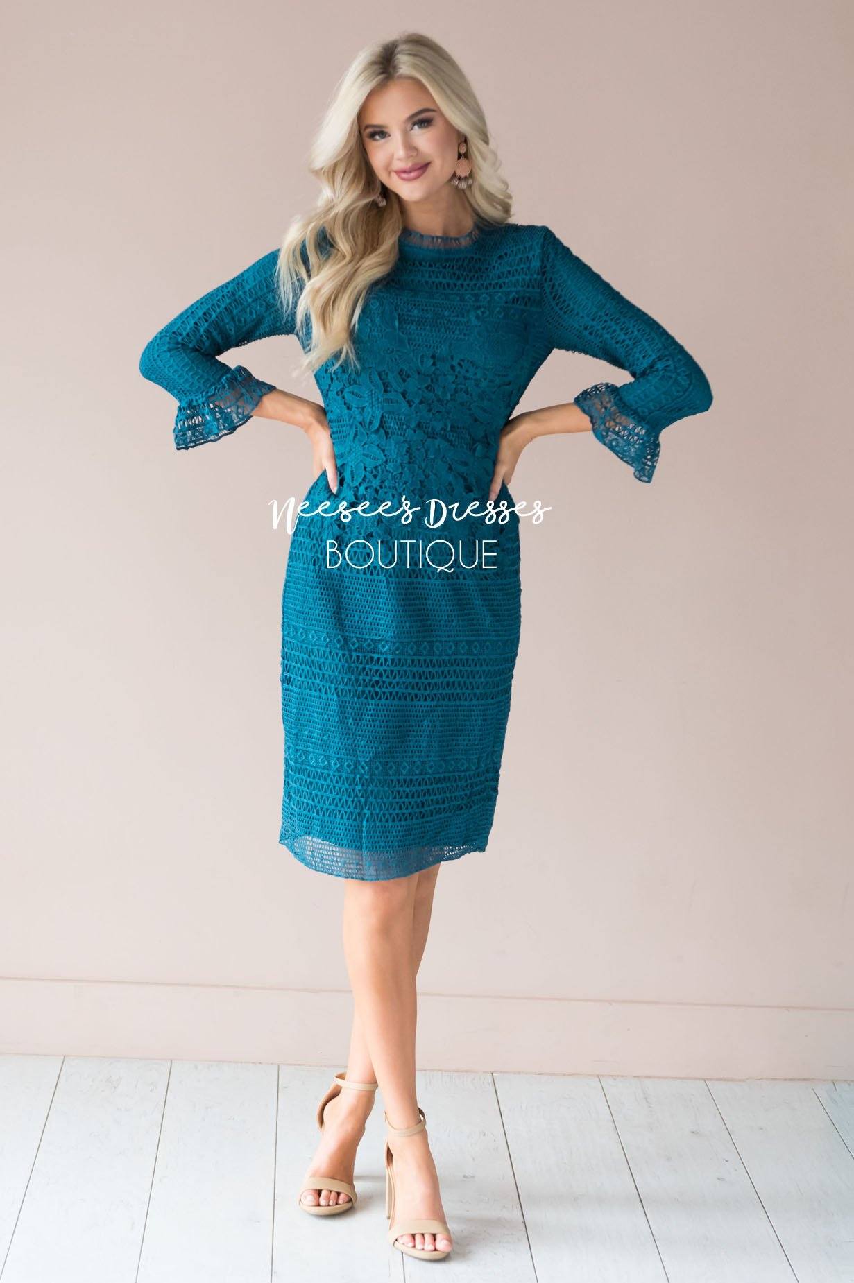 teal church dress