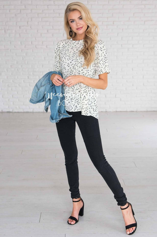 Off White Leopard Print Modest Blouse | Best Place To Buy Modest Dress ...