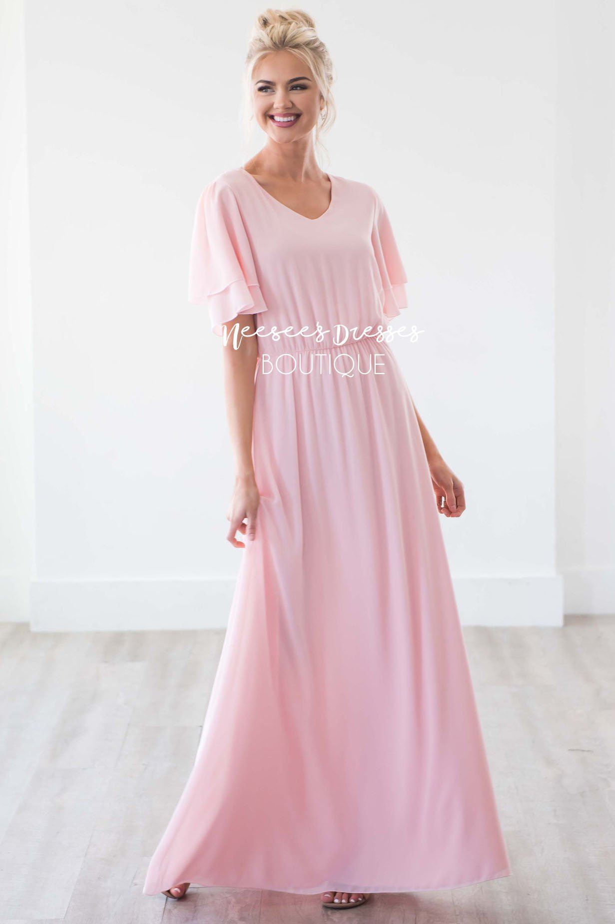 maxi blush pink dress