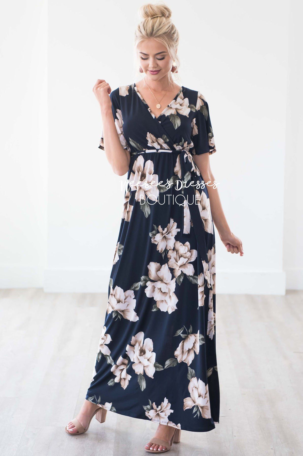 Navy Floral Modest Maxi Dress | Best Place To Buy Modest Dresses ...