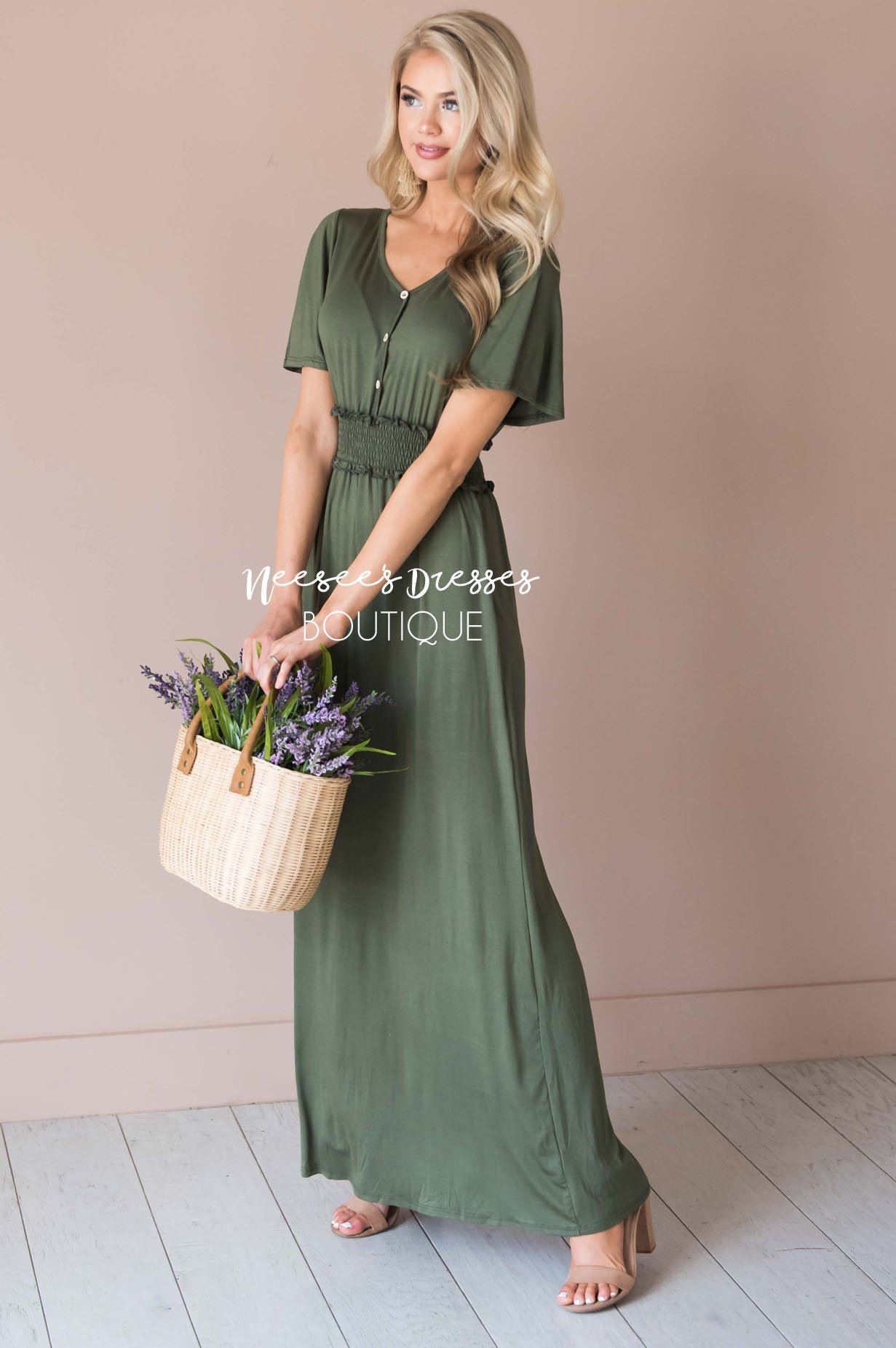 Olive Maxi Modest Church Dress | Best and Affordable Modest Boutique ...