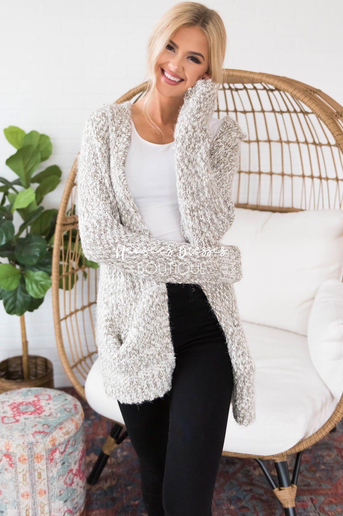 Ivory/Sage Knit Cardigan Sweater | Cute Comfy Fall Cardigans - NeeSee's ...