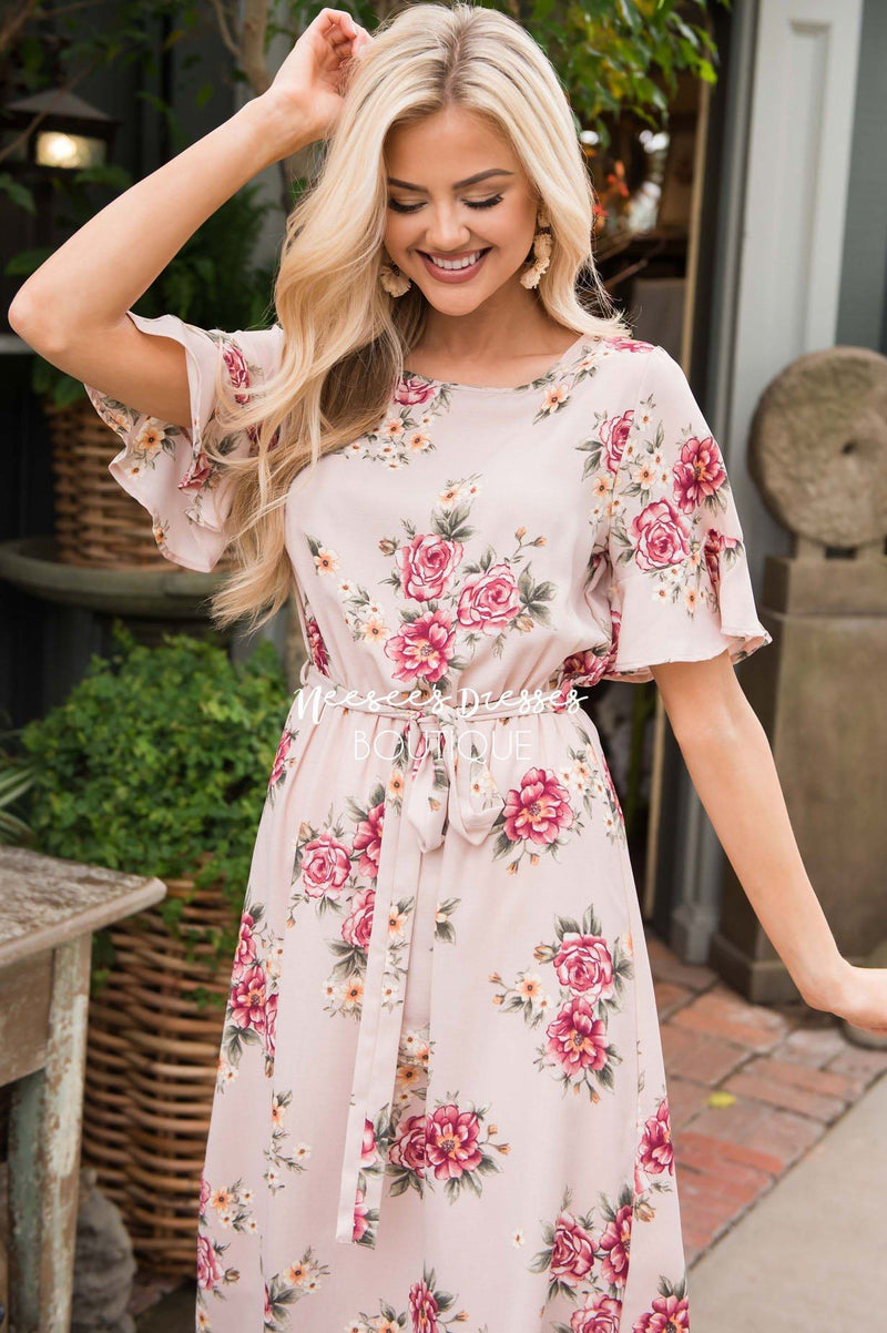 Blush/Pink Floral Modest Church Dress | Best and Affordable Modest ...