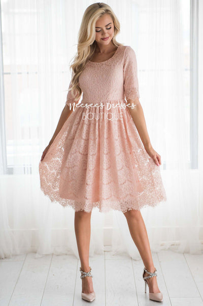 Light Pink Lace Modest Church Dress | Best and Affordable Modest ...