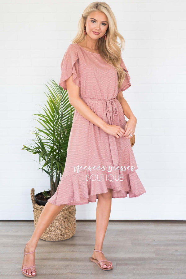 Mauve Tulip Sleeve Modest Dress | Best and Affordable Modest Boutique ...
