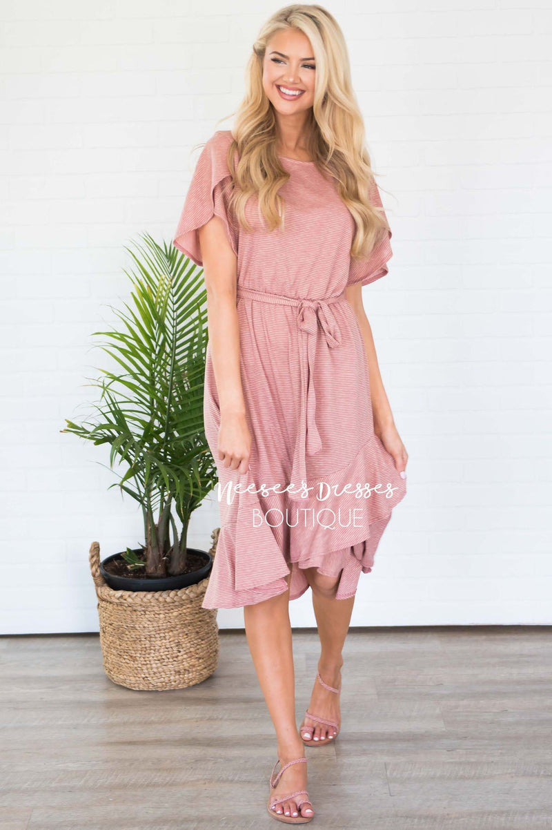 Mauve Tulip Sleeve Modest Dress | Best and Affordable Modest Boutique ...