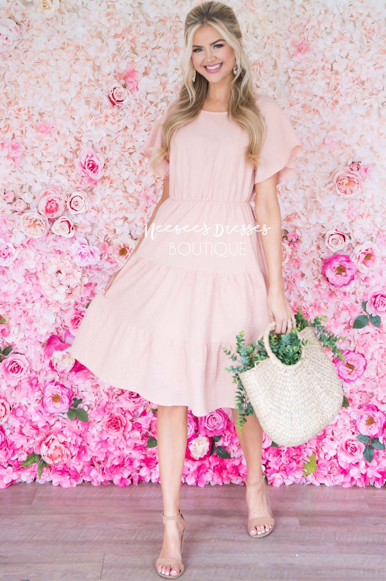 peach dress modest