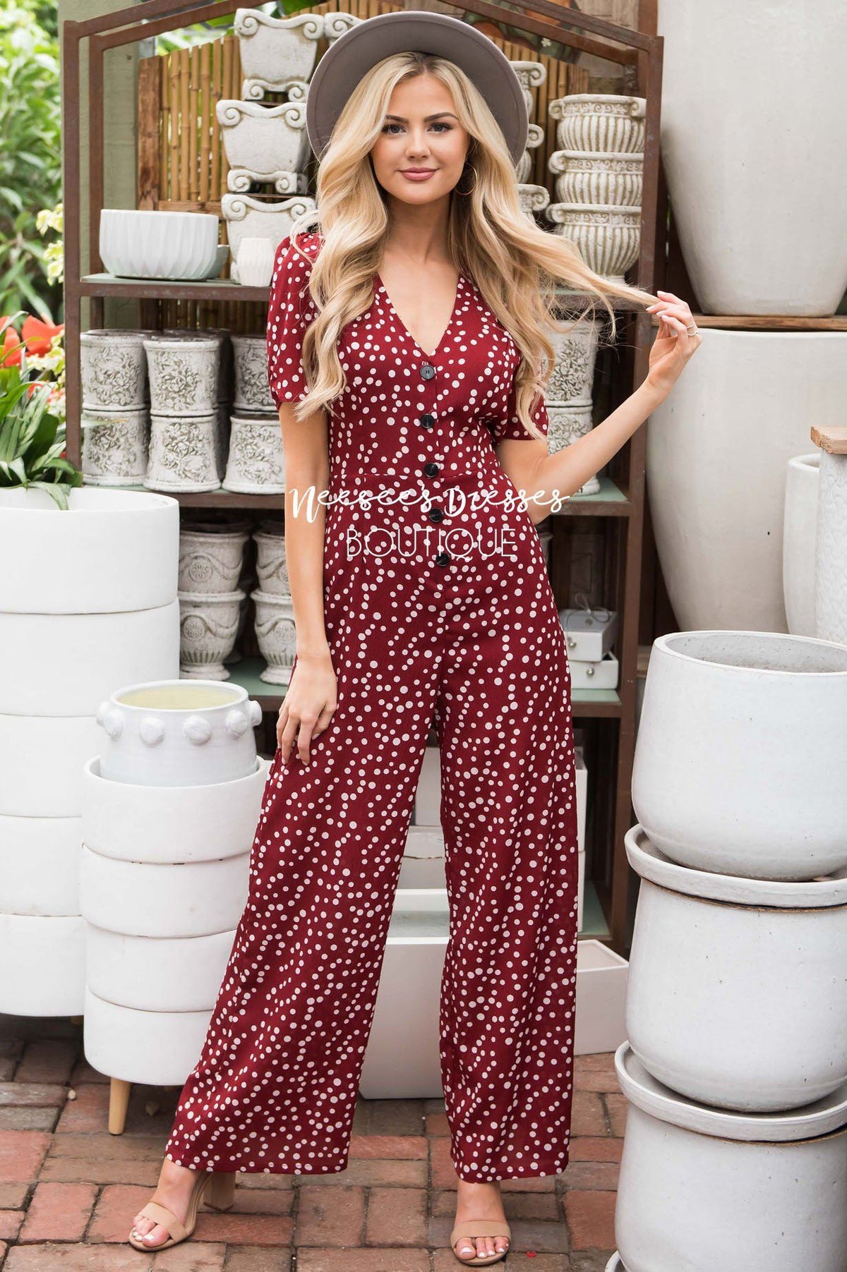 Crimson Polka Dot Modest Jumpsuit | Best and Affordable Modest Boutique ...