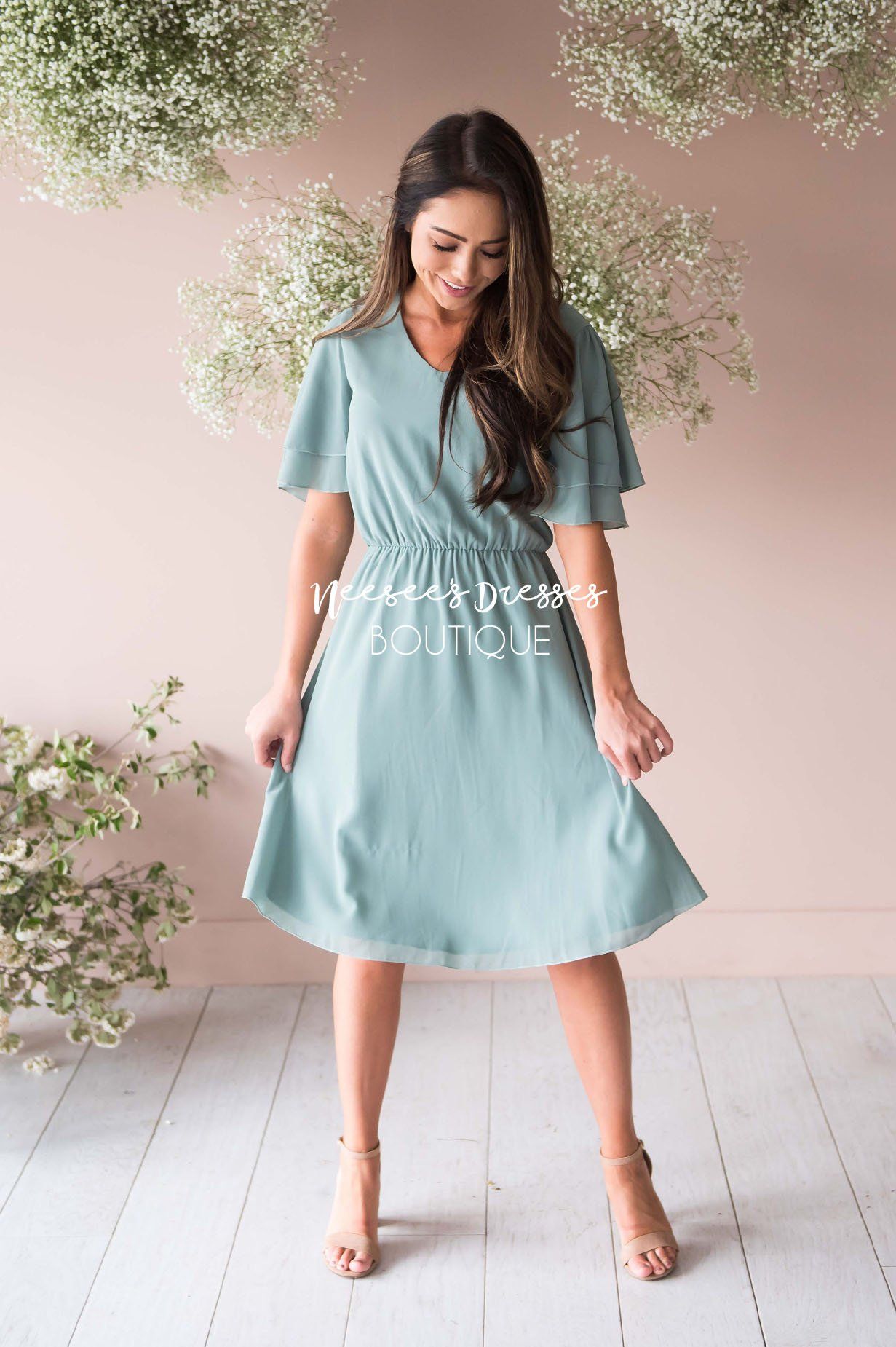 sage green modest dress