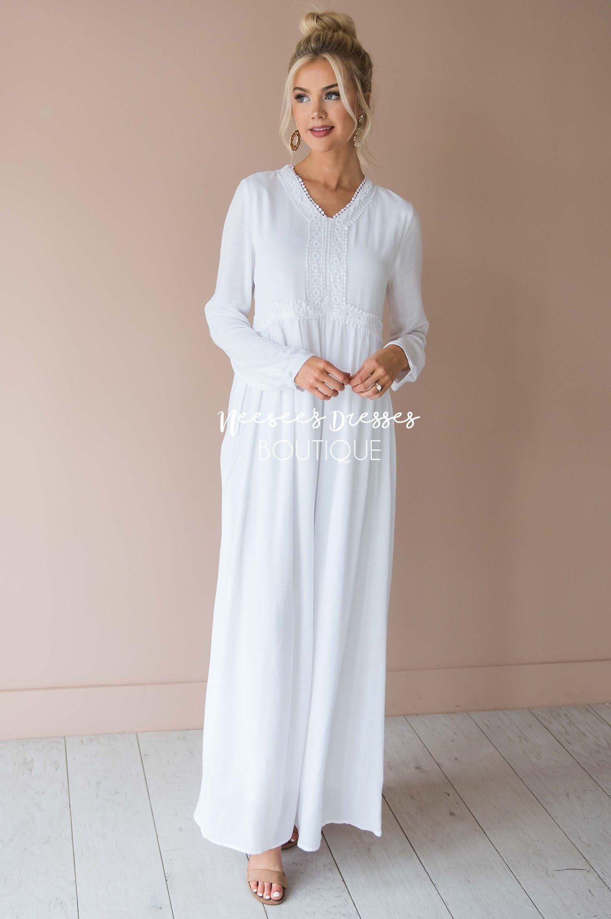 long white church dresses