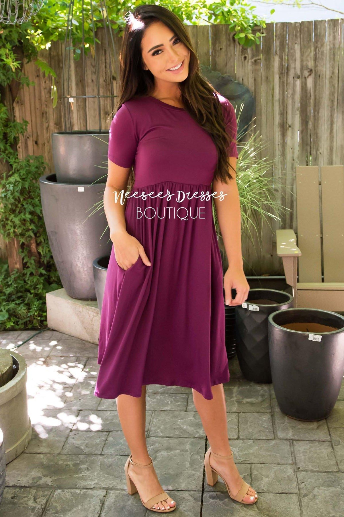Plum Modest Short Sleeve Dress | Best Place To Buy Modest Dress Online ...