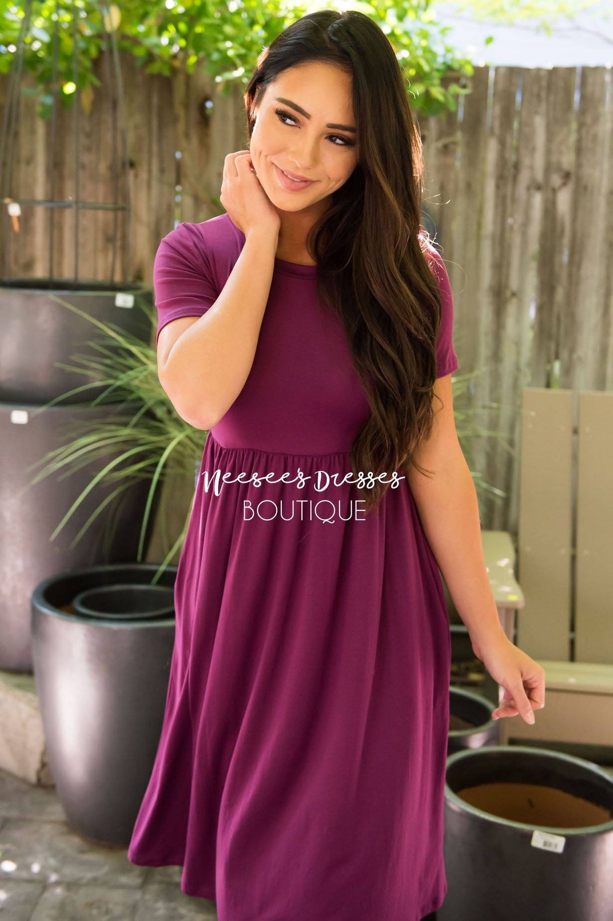 Plum Modest Short Sleeve Dress | Best Place To Buy Modest Dress Online ...