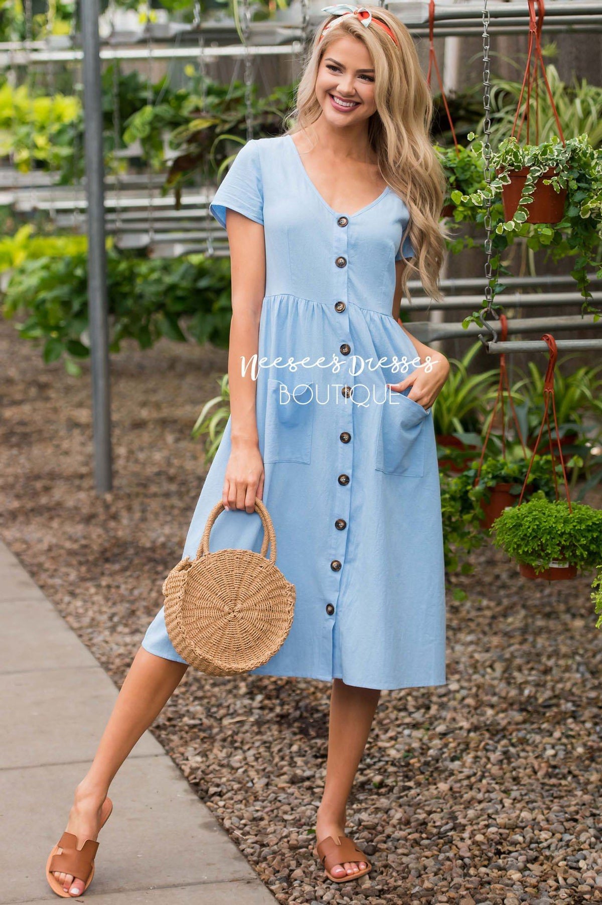 Baby Blue Button Front Modest Nursing Dress | Best Place To Buy Modest ...