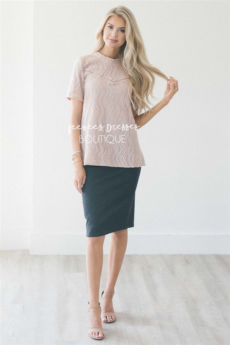 Charcoal Pontee Pencil Skirt for Church | Modest Bridesmaids Dresses ...