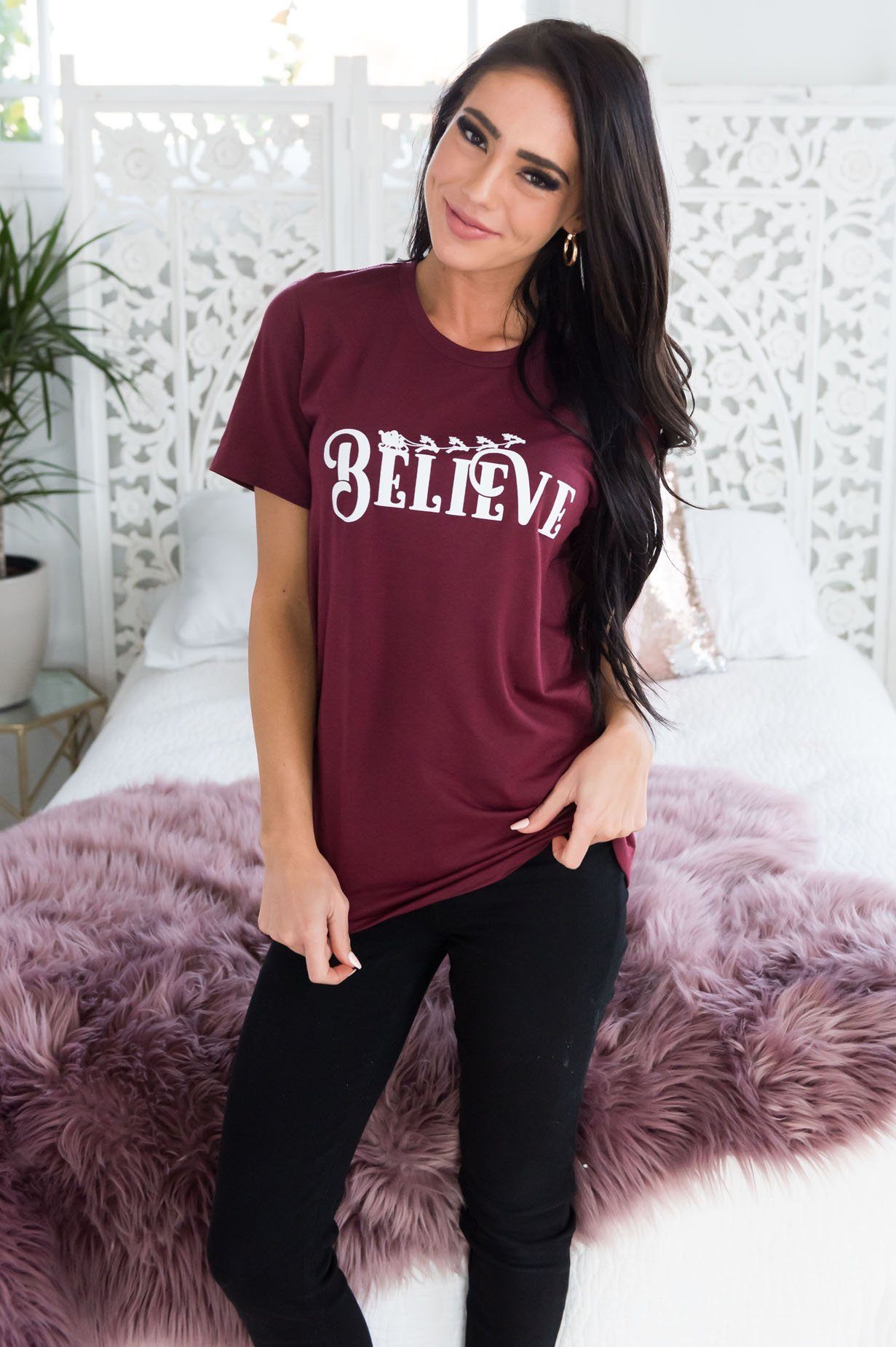 Believe In Santa Christmas Modest Tee