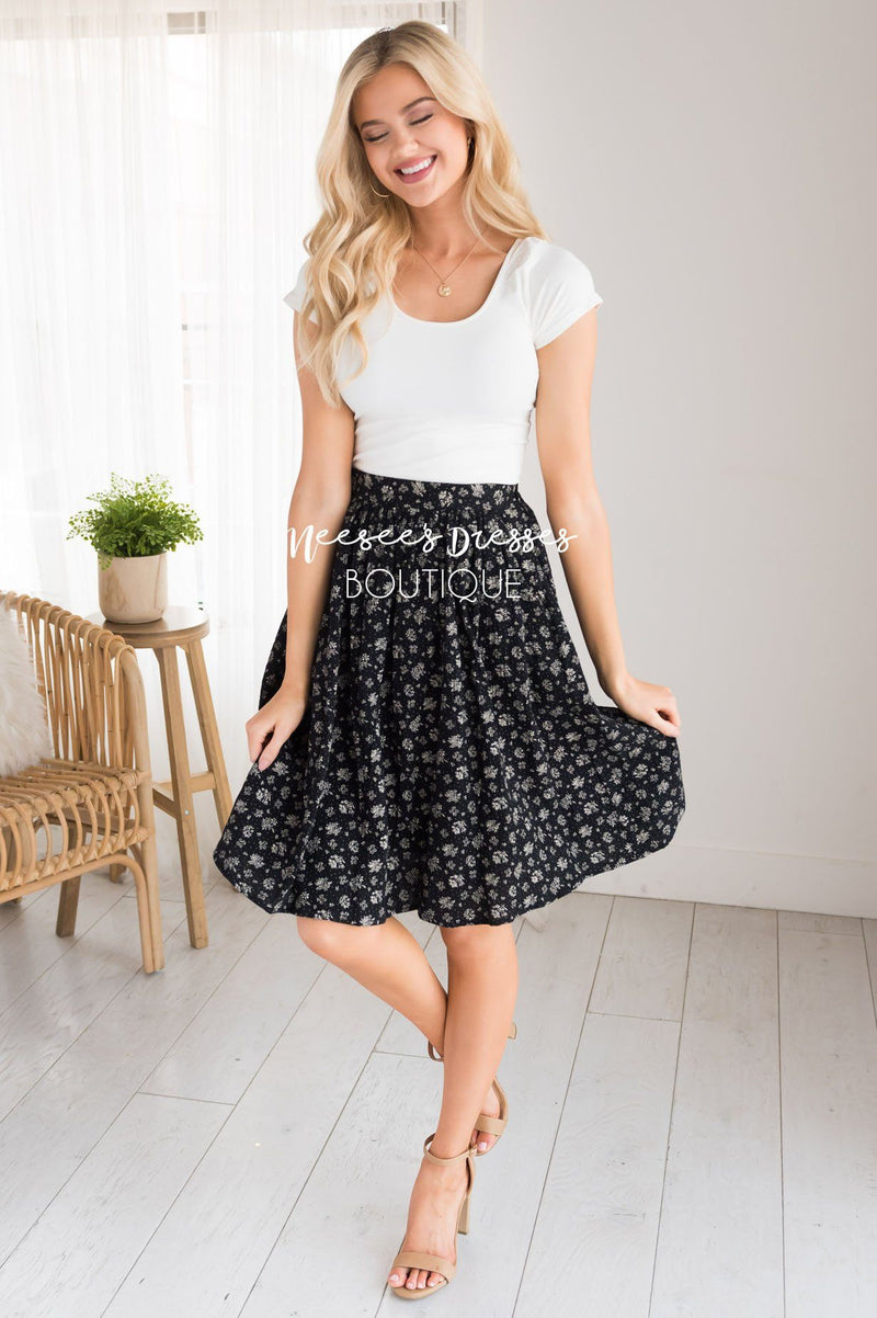 Black & Cream Textured Modest Skirt - NeeSee's Dresses