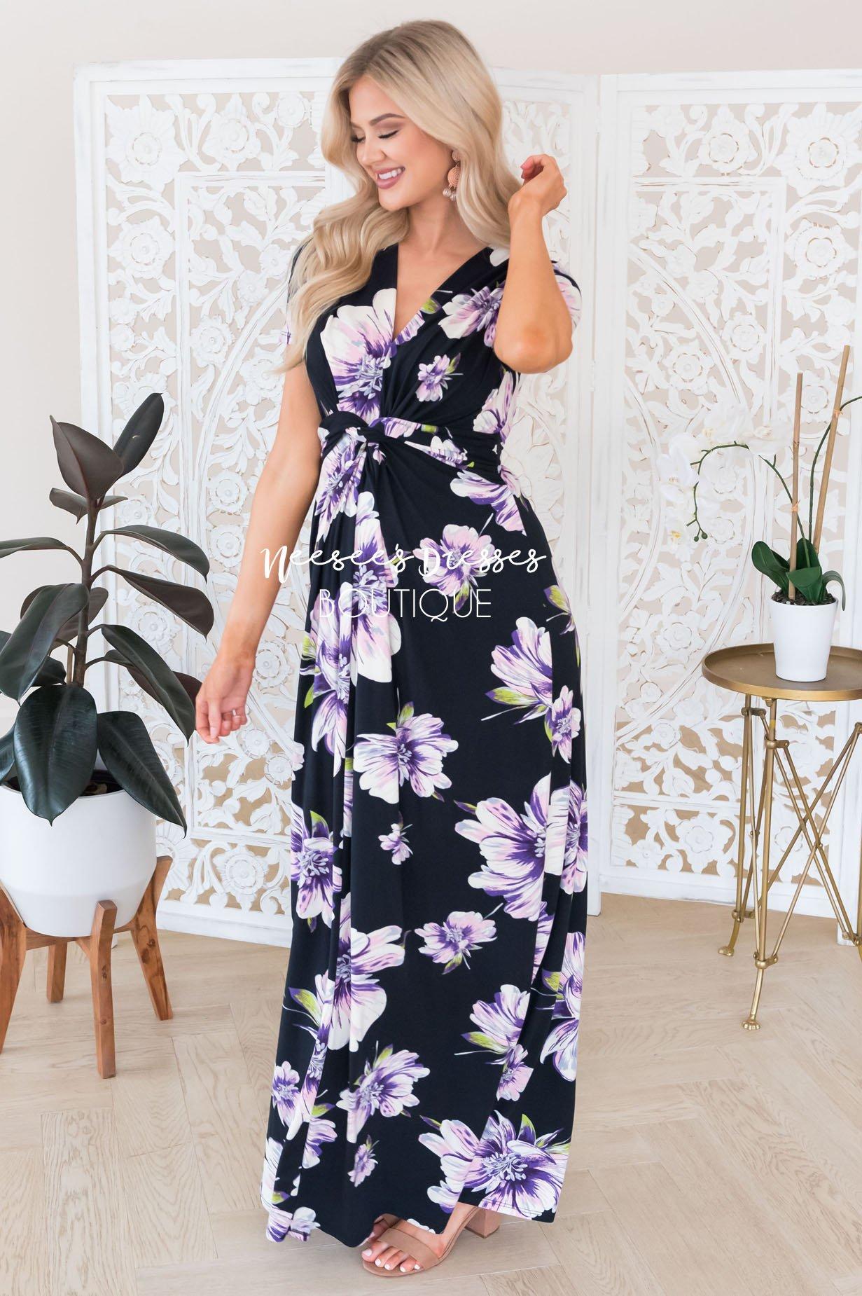 The Presley Modest Floral Maxi Dress - NeeSee's Dresses