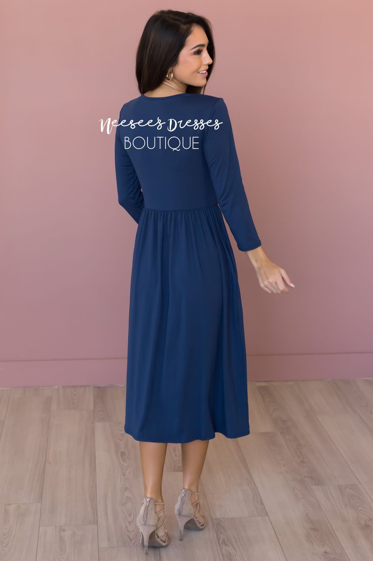 The Brandi Modest Mid-Length Dress - NeeSee's Dresses