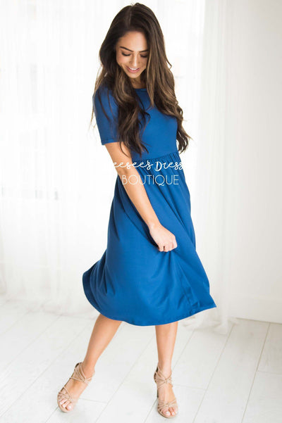 Bright Navy Blue Modest Short | Place To Buy Modest Dress Online | Modest Dresses Skirts for Church - NeeSee's Dresses