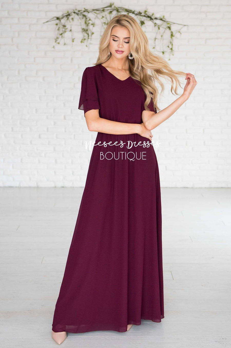 modest bridesmaid dresses burgundy
