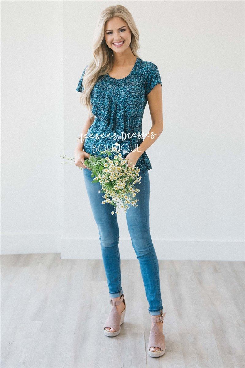 Asymmetric Ruffle Front Floral Top