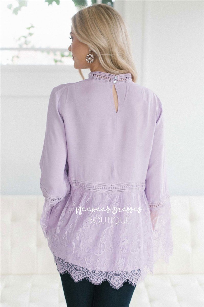 Lavender Full Of Lace Blouse | Modest Bridesmaids Dresses | Buy Modest