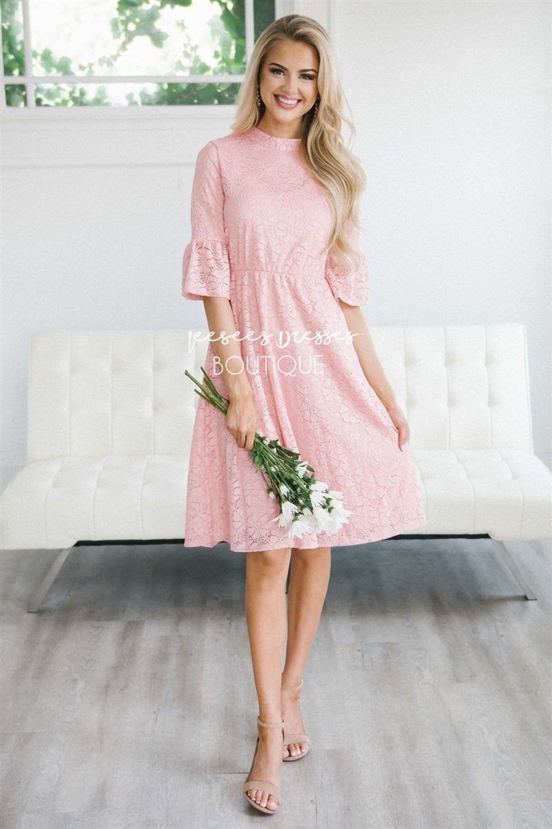 modest blush bridesmaid dresses