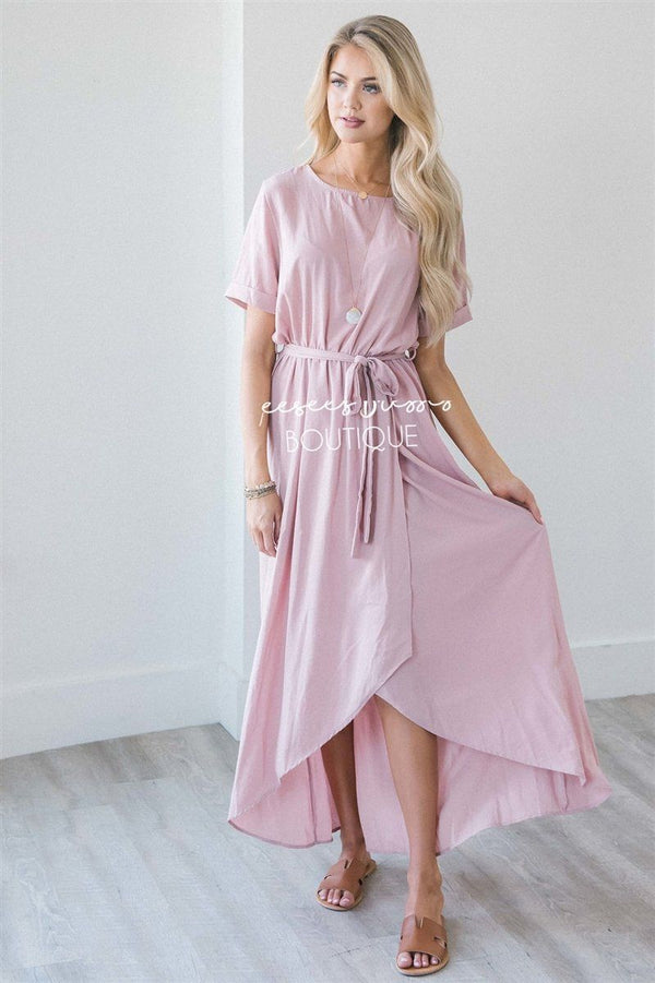 Soft Pink Wrap Dress Modest Church Dress | Best and Affordable Modest ...