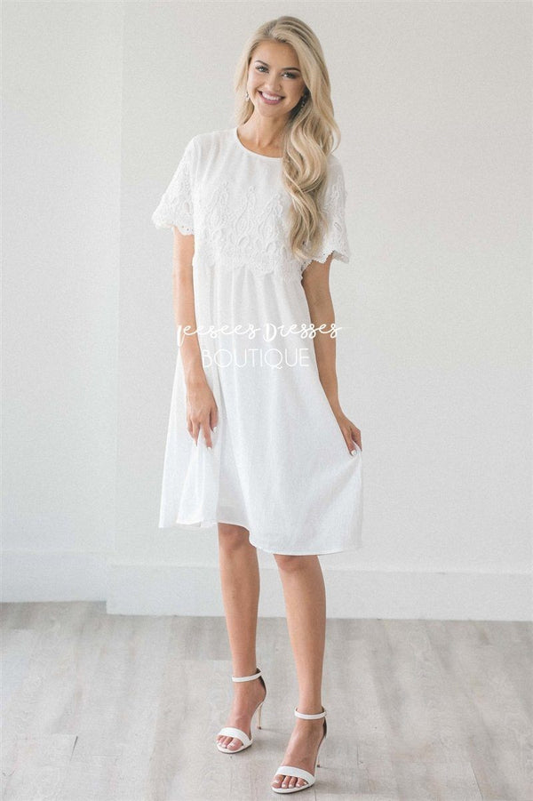 White Lace Insert Dress | Modest Bridesmaids Dresses | Buy Modest Dress ...