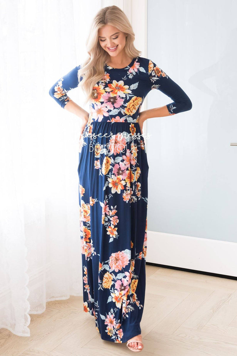 The Dahlia Modest Maxi Floral Dress - NeeSee's Dresses