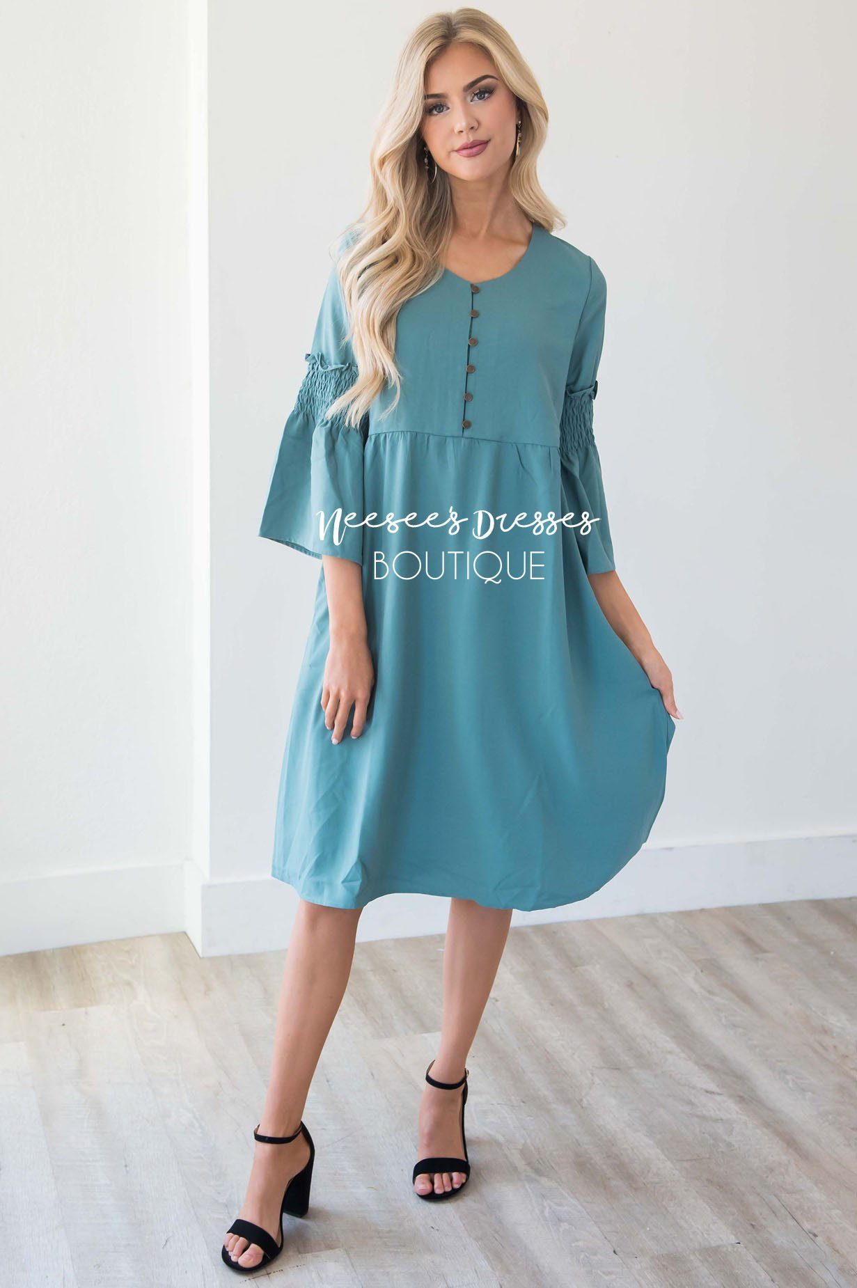 teal church dress