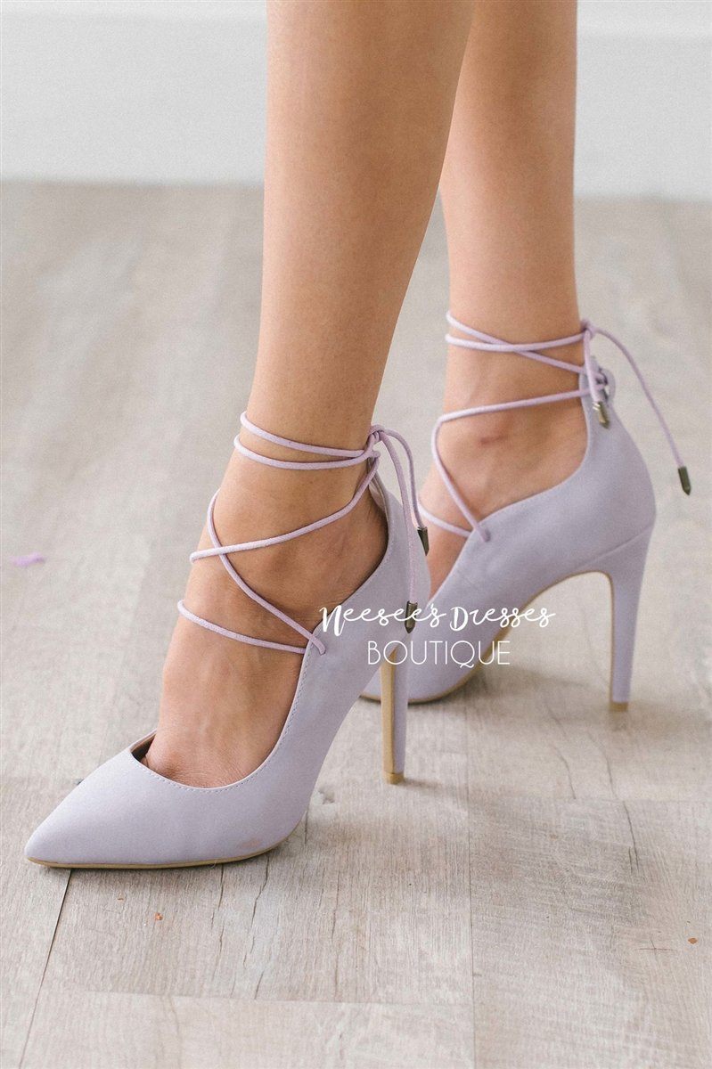 lilac lace up heels