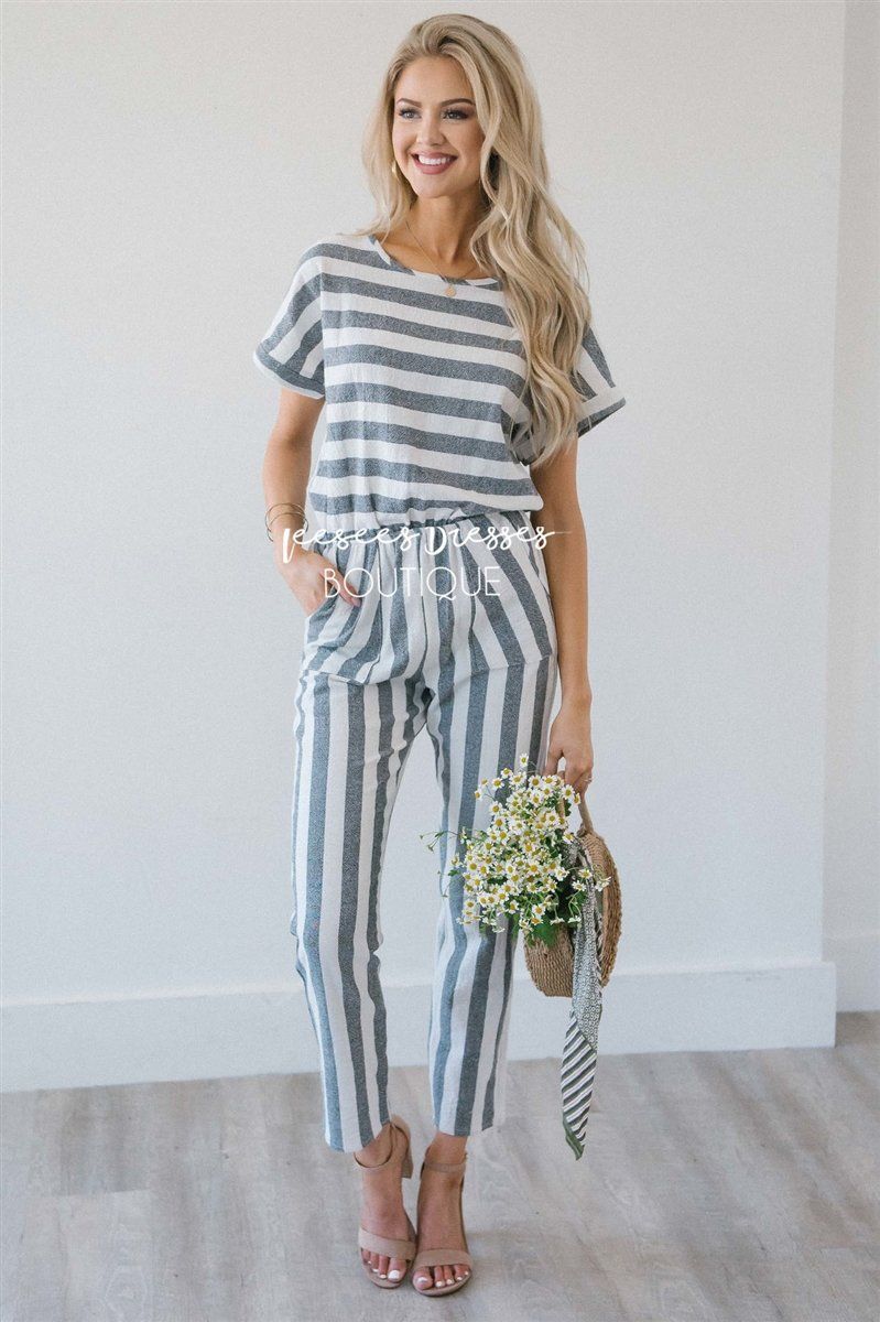 Charcoal Striped Jumpsuit