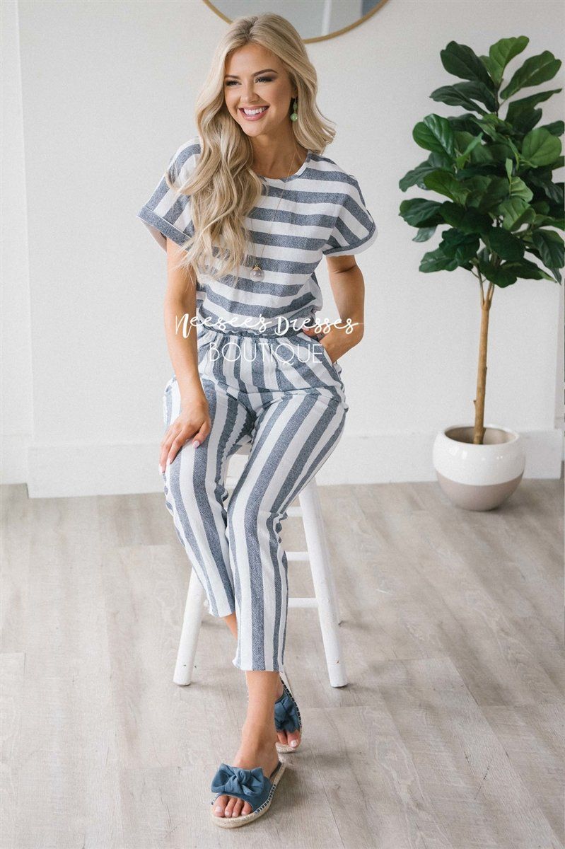 horizontal striped jumpsuit