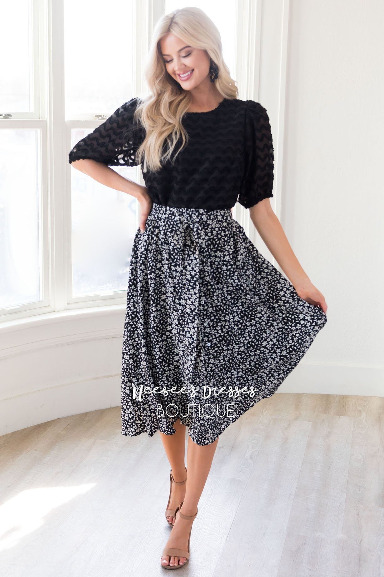 Black/White Floral Skirt Modest Bottoms | Best and Affordable Modest ...