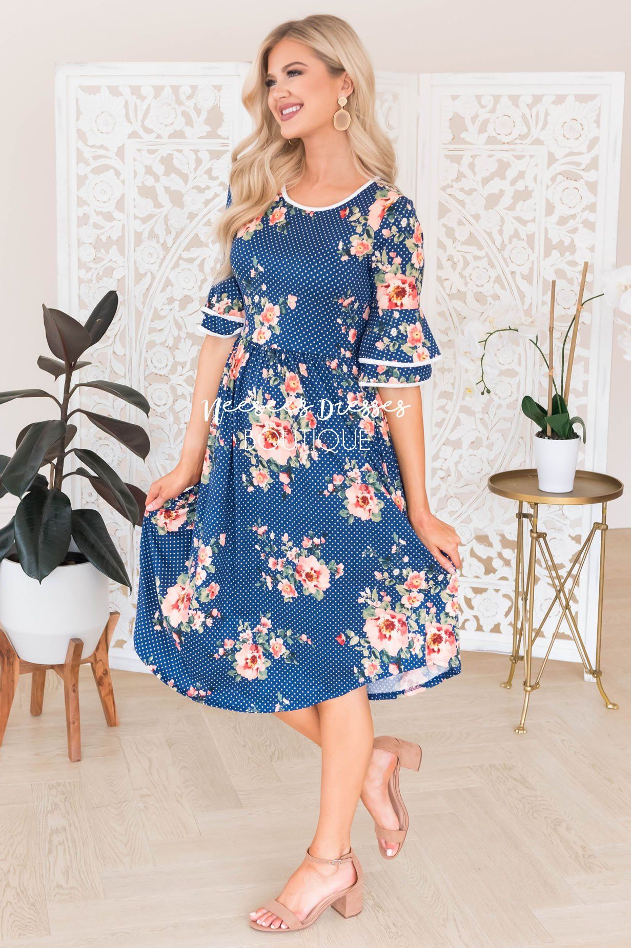 The Kacey Modest Mid-Length Dress - NeeSee's Dresses