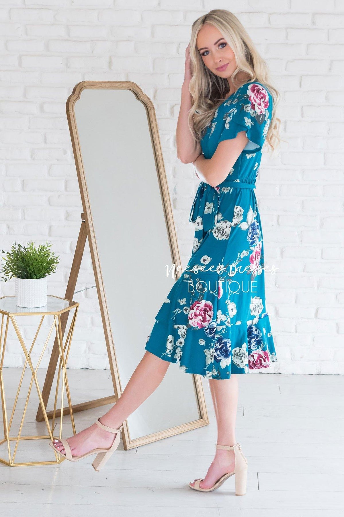 The Lexy Modest Mid-Length Floral Dress - NeeSee's Dresses