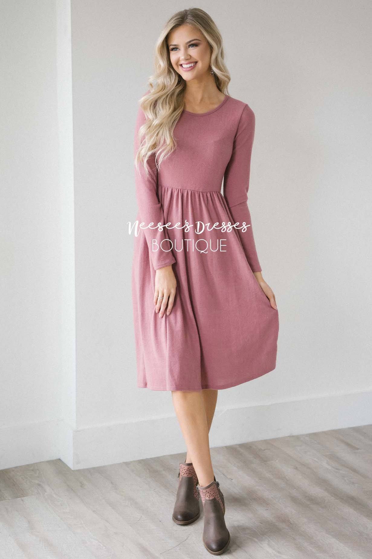 Dusty Pink Soft Sweater Modest Dress | Best Place To Buy Modest Dress ...