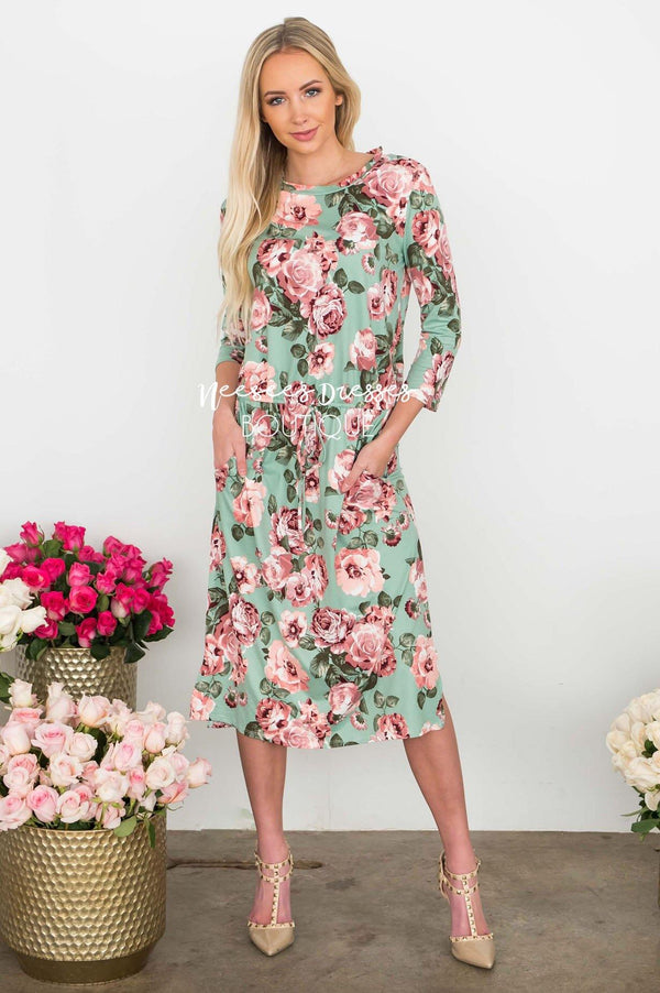 Mint and Pink Floral Modest Dress | Best Place To Buy Modest Dress ...