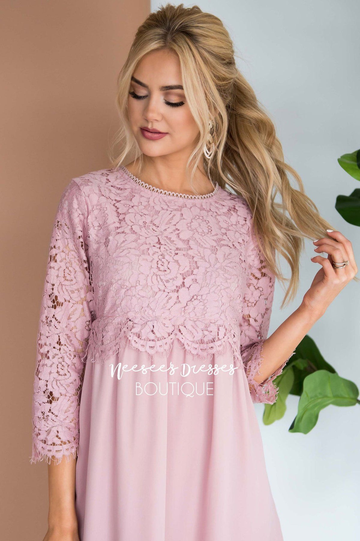 Pink Lace Modest Nursing Dress | Best Online Boutique - NeeSee's Dresses