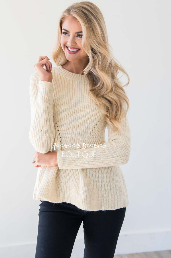 Pastel Yellow Fit and Flare Knit Sweater Modest Dresses | Cute Comfy ...