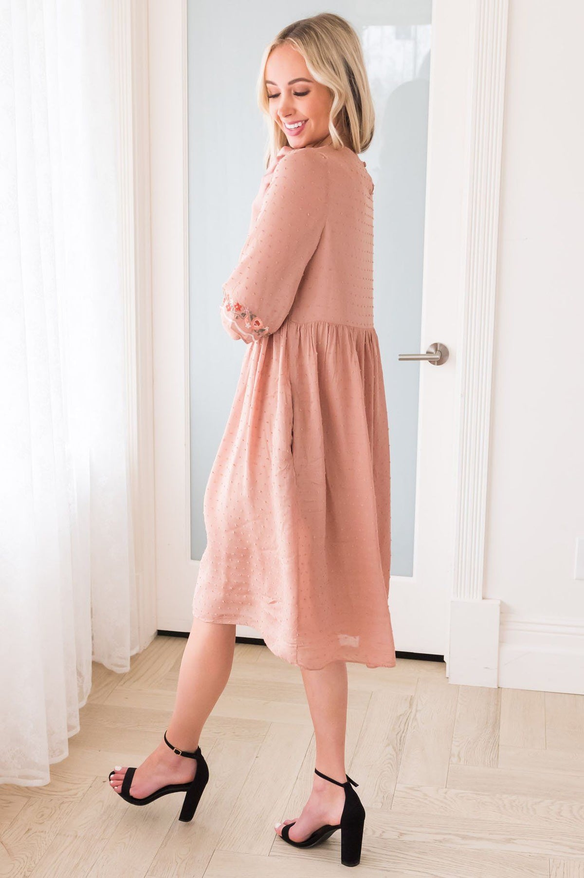 The Collette Modest Embroidery Dress - NeeSee's Dresses