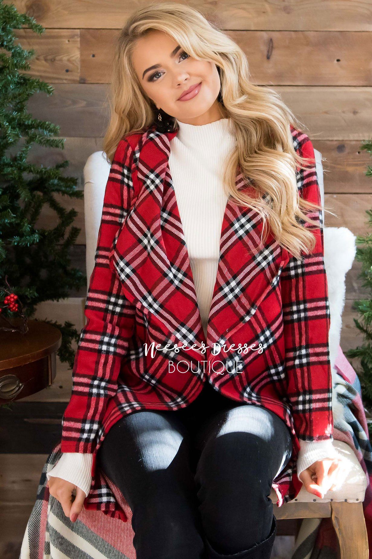 Beautiful Plaid Jacket with Waist Belt Tie